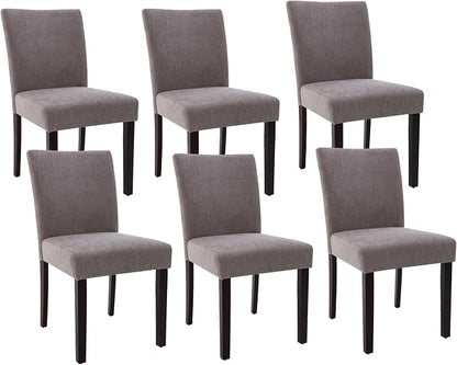 Watson & Whitely Modern Upholstered Dining Chairs, Set of 6, Dark Grey | Fabric Upholstery, Solid Wood Legs, Low Back, Modern Armless Parsons Style, for Kitchen, Dining Room, Restaurant