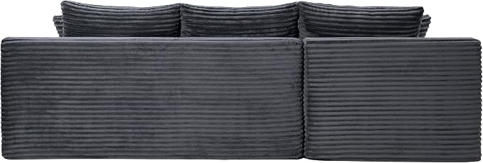 95" L-Shaped Cloud Sectional Couch, Left Facing Modular Compressed Boneless Sectional Sofa with Chaise Lounge, Plush Corduroy Boneless Corner Sofa for Living Room