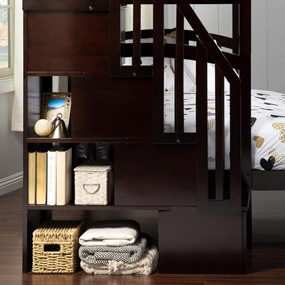 AFI, Westbrook Staircase Bunk Bed Twin Over Full, Espresso