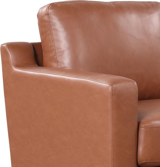 Serta Triton 78" Sofa, Transitional Modern, Dreamcoil Comfort, Metal Legs, Vegan Leather, Brown