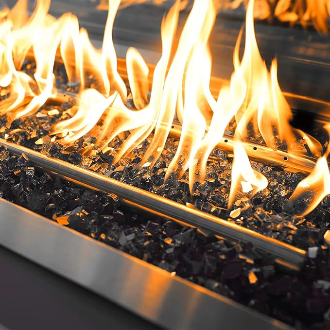Onlyfire 10 lbs Fire Glass Rocks 1/2 Inch, Reflective Tempered Glass for Propane Fire Pit & Gas Fireplace, High Luster Firepit Glass Stones for Fire Table, Onyx Black (Multicolor Options Available)