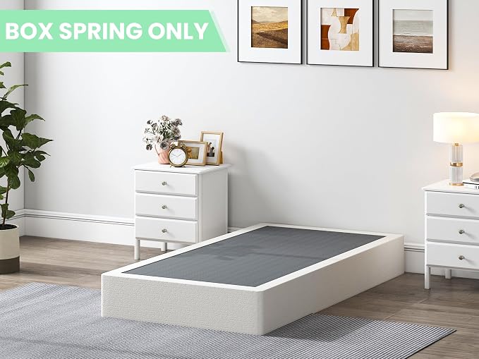 QEROMY 9 Inch High Profile Box Spring, Sturdy Metal Frame Mattress Foundation, Easy Assembly, Quiet & Noise-Free, Twin Size