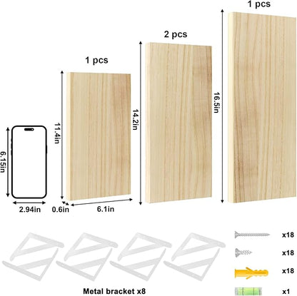 YGEOMER Floating Shelves for Wall, Different Sizes Natural Wood Wall Shelves for Living Room, Bathroom, Bedroom, Kitchen, Home Decor (Set of 4)