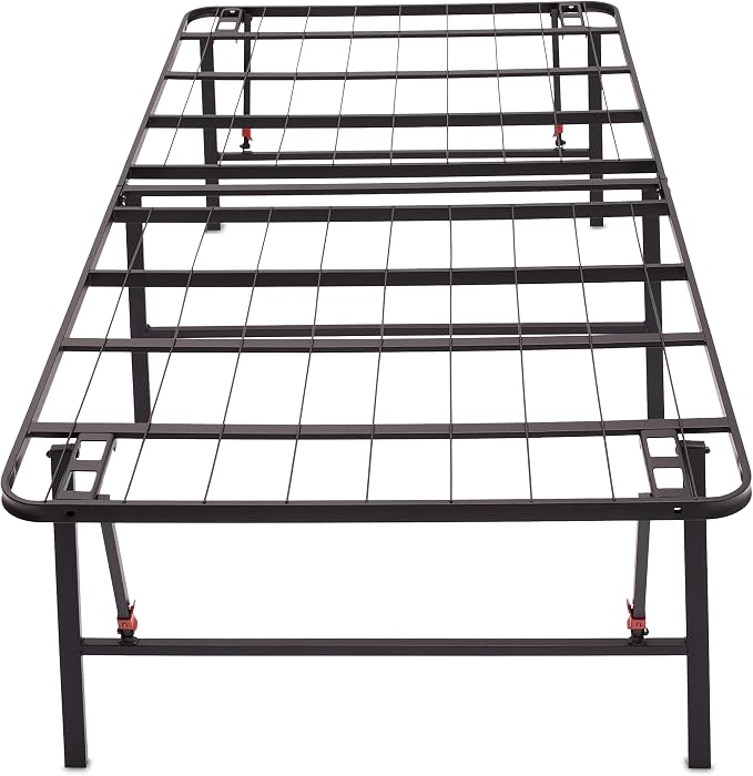Amazon Basics Foldable Metal Platform Bed Frame, Noise-Free Mattress Foundation with Tool-Free Assembly, 18 Inches High, Sturdy Steel Frame, No Box Spring Needed, Twin Size, Black
