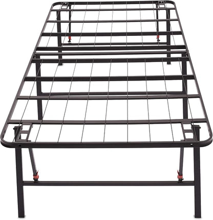 Amazon Basics Foldable Metal Platform Bed Frame, Noise-Free Mattress Foundation with Tool-Free Assembly, 18 Inches High, Sturdy Steel Frame, No Box Spring Needed, Twin Size, Black
