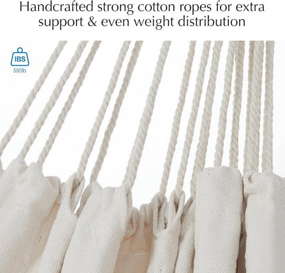 PNAEUT Hammock Chair Hanging Rope Swing for Outside Indoor for Bedroom, Outdoor, Patio (Natural)
