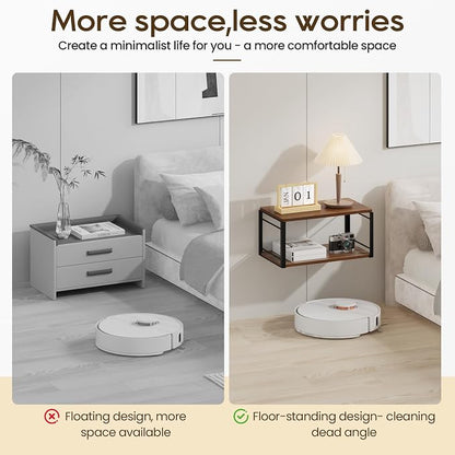 Floating Nightstand Wall Shelf, Wood Bedside Shelf Wall Mounted Nightstand Set of 2, Floating Bedside Table for Bedroom, Living Room, Bathroom, Kitchen, Office (Vintage Brown)