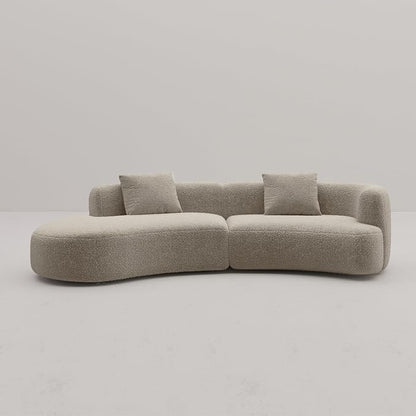 Acanva Formia Boucle Curved Sectional Couch for Living Room | Modular Sofa, Modern Minimalist, Wood Frame, For Apartment, Home Office