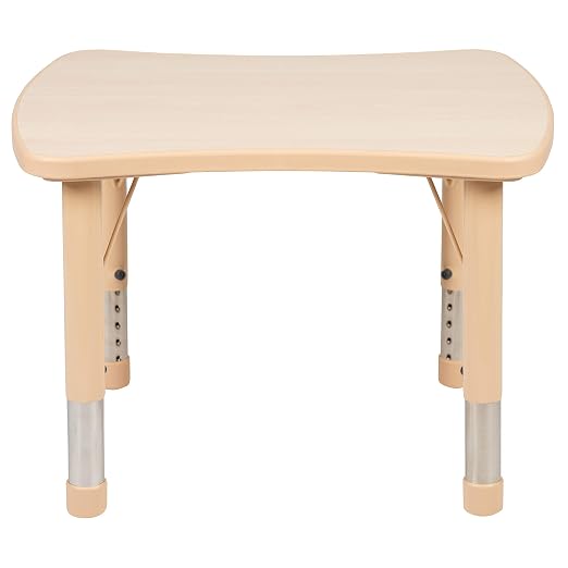 EMMA + OLIVER 21.875" W x 26.625" L Natural Plastic Adjustable Activity Table-School Table for 4