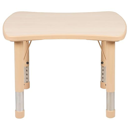 EMMA + OLIVER 21.875" W x 26.625" L Natural Plastic Adjustable Activity Table-School Table for 4