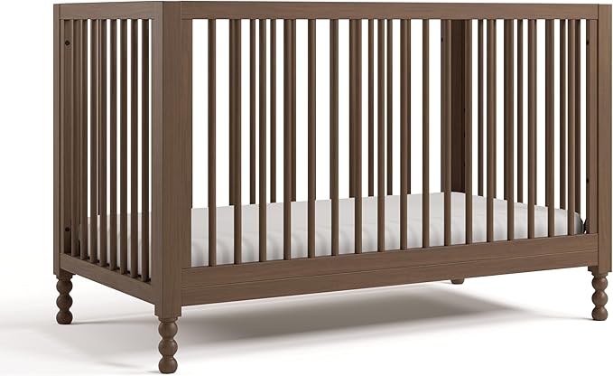 Storkcraft Rio 5-in-1 Convertible Crib and Toddler Guardrail – GREENGUARD Gold Certified, Toddler Bed Conversion Kit Included, Fits Baby Crib Mattress, Converts to Full Bed (Hazelnut)