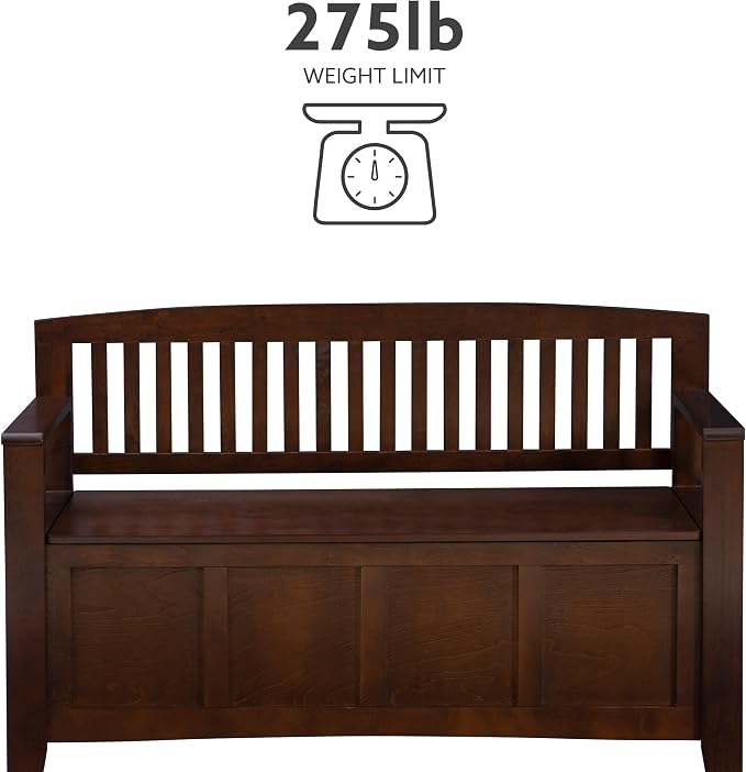 Linon Home Dcor Linon Home Decor Cynthia Storage Bench, 50"w x 17.25"d x 32"h, Walnut