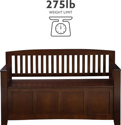 Linon Home Dcor Linon Home Decor Cynthia Storage Bench, 50"w x 17.25"d x 32"h, Walnut