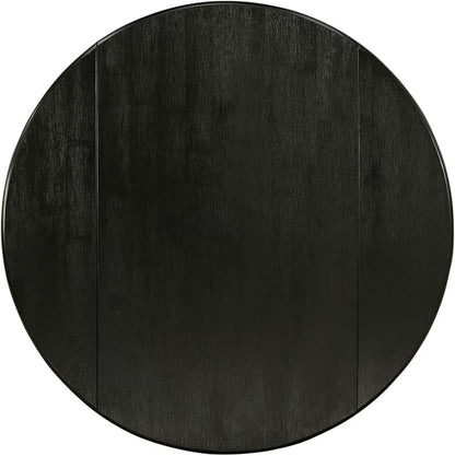 East West Furniture DLT-ABK-TP Dublin Dining Table - a Round Wooden Table Top with Dropleaf & Pedestal Base, 42x42 Inch, Wirebrushed Black