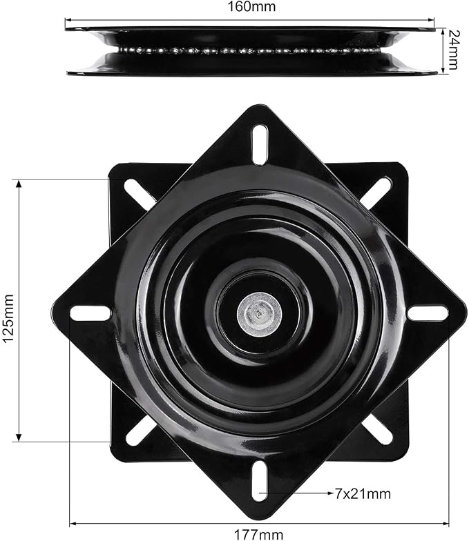6.25 Inch Heavy Duty 360 Degree Bar Stool Swivel Replacement Seat Swivel Base Barstool Swivel Plate-for Recliner Chair, Barstools,Chair, Ball Bearing Swivel Boat Seat Or Van Pilot Seat.