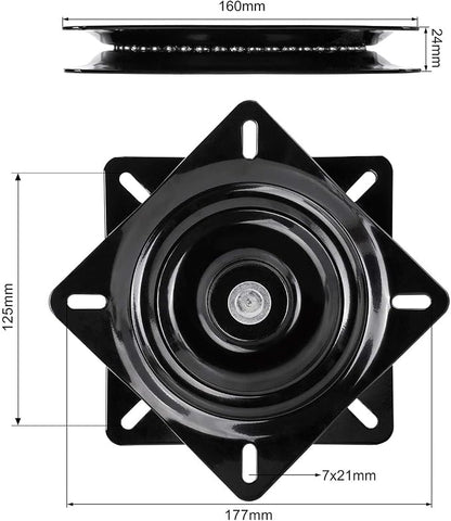 6.25 Inch Heavy Duty 360 Degree Bar Stool Swivel Replacement Seat Swivel Base Barstool Swivel Plate-for Recliner Chair, Barstools,Chair, Ball Bearing Swivel Boat Seat Or Van Pilot Seat.