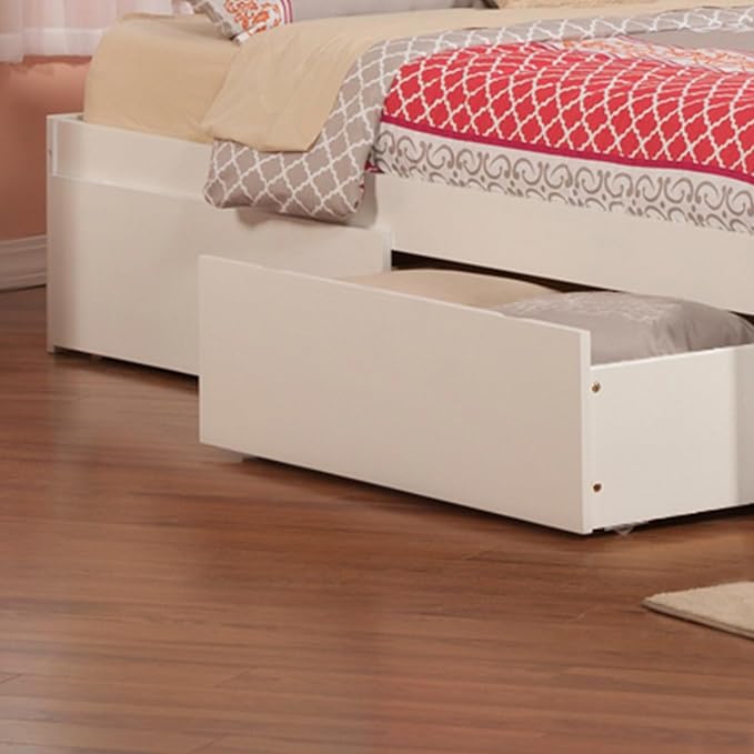 AFI, Concord Queen Platform Bed with Footboard & Storage Drawers, White