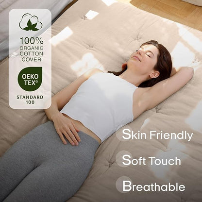 ZonLi Japanese Floor Futon Mattress Queen Size 80"x 60", 100% Cotton Cover 4" Thicken Tatami Mattress, Foldable Sleeping Pad, Portable Dormitory Tatami Mat, Roll Up Floor Lounger Bed for Adult