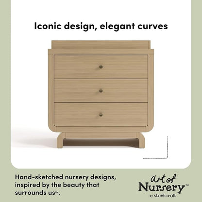 Storkcraft Santorini 3 Drawer Chest with Changing Topper (Driftwood) – GREENGUARD Gold Certified, Award-Winning Premium Wood Dresser for Baby & Kids Bedroom with Interlocking Drawer System