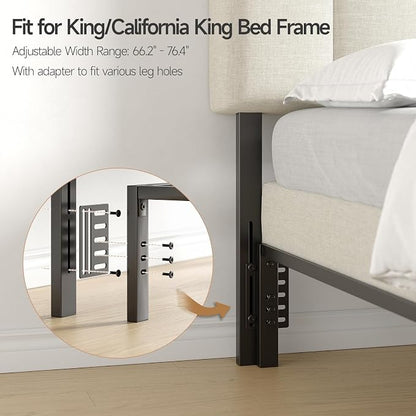 Adjustable Headboard for King/California King Size Bed Frame, Linen Fabric Bed Headboard with Storage & RGB LED Light in Modern Vertical Channel Design, White