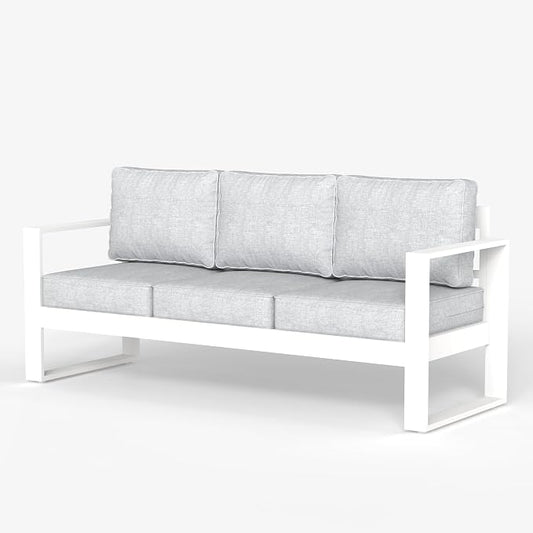 LayinSun Outdoor Patio Aluminum Sofa, Metal Modern 3-Seat Couch with Washable Thick Cushions