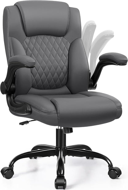 Leather Office Chair, PU Home Computer Desk Chairs with Ergonomic Back Support, 360°Swivel Free，Small Gaming Chair with Wheels and Adjustable Armrests, for Short People Use