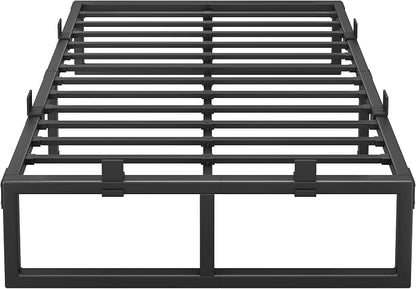 King Size Bed Frame, 16 Inch Metal Platform Bed Frames with Squeak Free U-Slot Design, 6 Non-Slip Guards, 3500lbs Heavy Duty Steel Slat Support, No Box Spring Needed, Under Bed Storage, Black