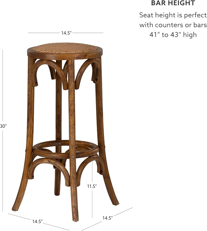 Linon Home Décor Tampa Walnut Backless Bar Stool,
