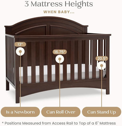 Delta Children Perry 6-in-1 Convertible Crib - Greenguard Gold Certified, Walnut Espresso