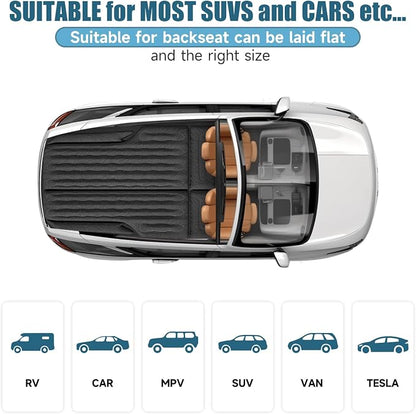 Inflatable SUV Air Mattress Bed, Double-Sided Flocking Travel Camping Bed with Air Pump and 2 Pillows for Universal SUV