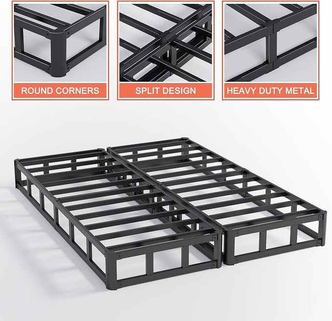 Yicensen 5 Inch Split Queen Box Spring, Mattress Base with Fabric Cover | Non-Slip, Heavy Duty Steel, Split Design, Easy Assembly, Noise Free