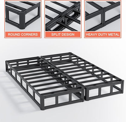 Yicensen 5 Inch Split Queen Box Spring, Mattress Base with Fabric Cover | Non-Slip, Heavy Duty Steel, Split Design, Easy Assembly, Noise Free