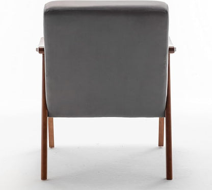 Container Furniture Accent Chair with Microfiber Upholstery and Solid Wood Frame, Classic Mid-Century Modern Living Room Furniture for Extra Seating, Grey