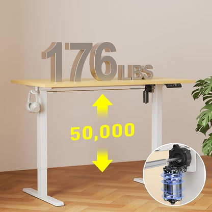 WALKINGDESK 48x24 Inches Whole Piece Electric Standing Desk, Seamless One Piece Height Adjustable Sit to Stand up Desk for Home Office, Ergonomic Computer Workstation, Oak
