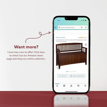 Linon Home Decor Storage Bench with Short Split Seat Storage, Walnut, 50 inchw x 17 inchd x 25.25 inchh.