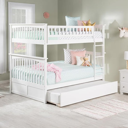 AFI, Columbia Ladder Bunk Bed Full Over Full with Full Trundle, White