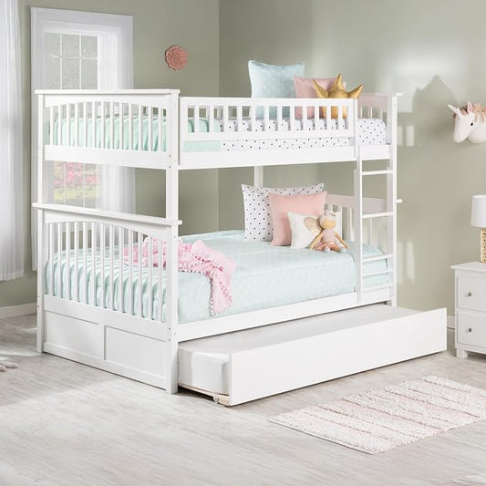 AFI, Columbia Ladder Bunk Bed Full Over Full with Full Trundle, White