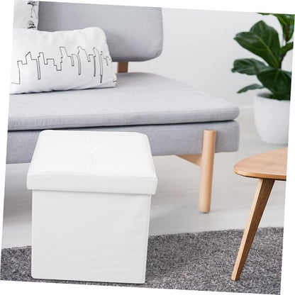 Zerodeko Ottoman Storage Box, Beige, Linen Fabric, Foldable, Portable, Footrest, Storage Basket, Small Stool, Lightweight, Convenient for Travel, Outdoor Activities