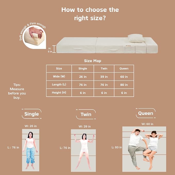 Folding Sofa Bed, 4 in 1 Convertible Sleeper Chair with Pillow, Single Memory Foam Fold Out Chair Bed, Modern Floor Futon Sofa Couch Mattress for Living Room/Guest/Apartment,Beige