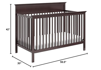Storkcraft Carmel 5-in-1 Convertible Crib - GREENGUARD Gold Certified, Converts to Toddler Bed & Full-Size Bed, Fits Standard Full-Size Crib Mattress, 4 Adjustable Mattress Heights (Espresso)