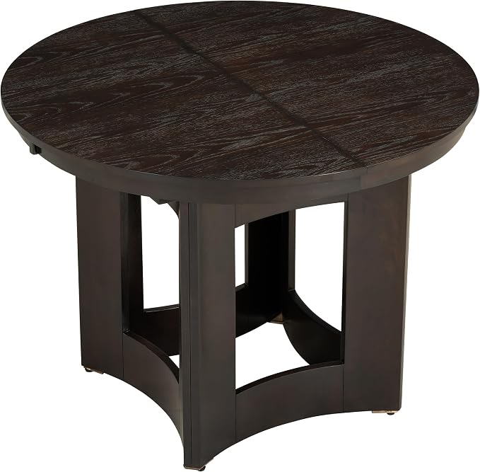 LUMISOL Round Dining Table for 4-6 People, 41"-57" Extendable Kitchen Table with 16" Removable Leaf for Small Places, Kitchen, Dining Room, Espresso