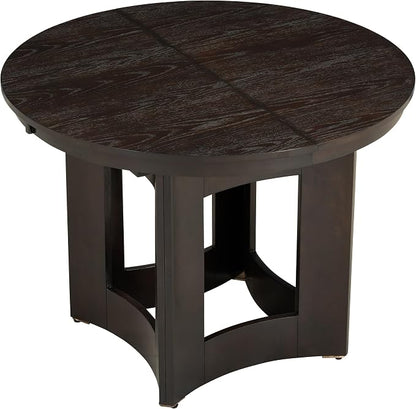 LUMISOL Round Dining Table for 4-6 People, 41"-57" Extendable Kitchen Table with 16" Removable Leaf for Small Places, Kitchen, Dining Room, Espresso