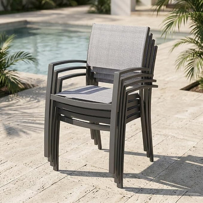 Amazonia Franklin 13-Piece Teak Finish Wood and Aluminum Rectangular Extendable Patio Dining Set | Ideal for Outdoors and Indoors