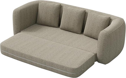 Curved Convertible Futon Sofa Bed,Modern Boneless Sleeper Couch,Curved Modern 3 Seater Cloud Couch