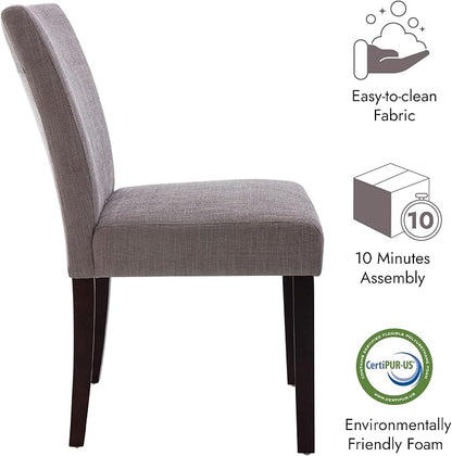 Watson & Whitely Modern Upholstered Dining Chairs, Set of 2, Dark Grey | Fabric Upholstery, Solid Wood Legs, Low Back, Modern Armless Parsons Style, for Kitchen, Dining Room, Restaurant