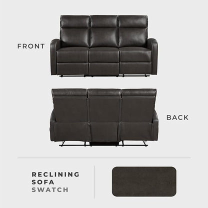 Lexicon Manual Reclining Sofa, Faux Leather Recliner Sofa, Wall Hugger, Track Arms, Magazine Pockets, Manual Dual Recliners Couch for Living Room/Office/Apartment, Easy Assembly, Espresso