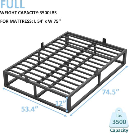 Bilily 10 Inch Full Size Bed Frame with Steel Slat Support,Low Profile Full Metal Platform Bed Frame Support Mattress Foundation,Heavy Duty,No Box Spring Needed,Easy Assembly,Noise Free