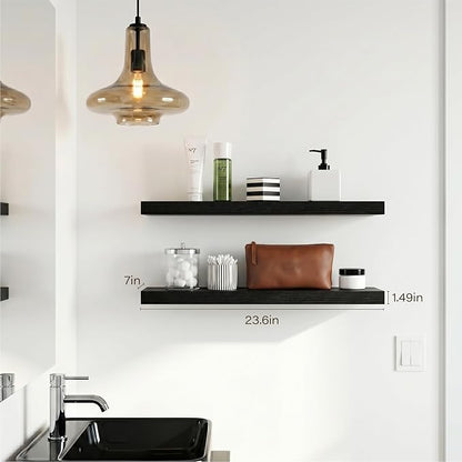 Floating Shelves for Wall, 23.6'' Black Wall Shelves for Bathroom,Bedroom,Living Room,Kitchen & Study Room,33 lbs Capacity