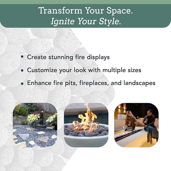 Black Lava Rocks for Fire Pit - 3 to 5 inch 20 lbs - Gas Fireplace Rocks - Black Lava Rock for Propane Fire Pit - Decorative Lava Stone Volcanic Rock for Outdoor & Indoor Gas Fireplace