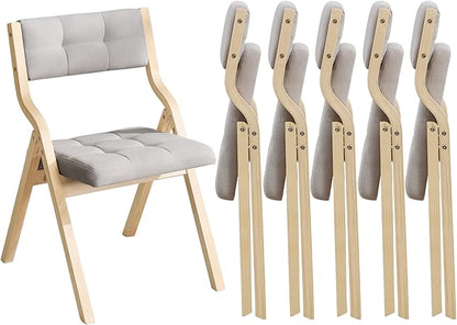 6-Pack Folding Dining Chairs with Cushion,Padded Foldable Dining Chairs,Portable Wooden Folding Chairs for Dining Rooms Kitchen Wedding and Party Indoor LIGHTGREY
